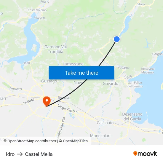 Idro to Castel Mella map