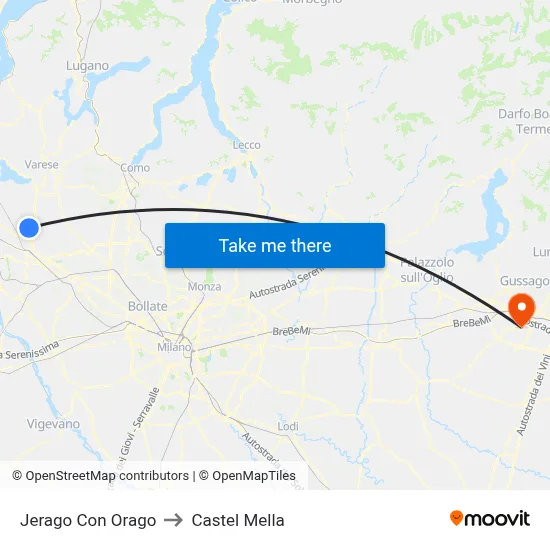 Jerago con Orago to Castel Mella map