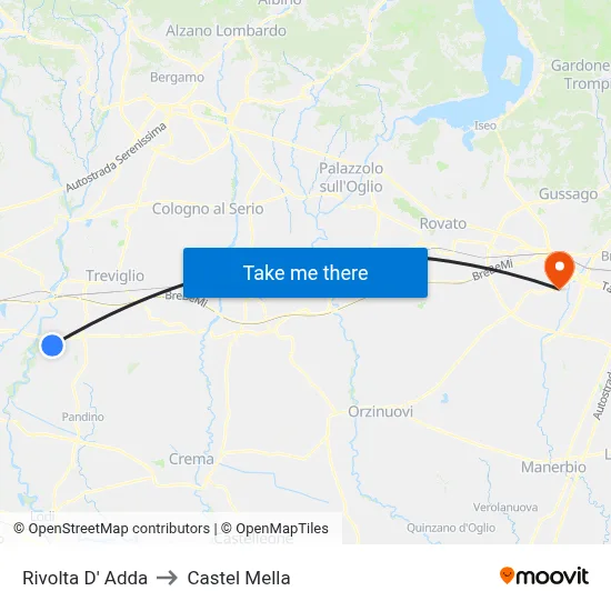 Rivolta D' Adda to Castel Mella map