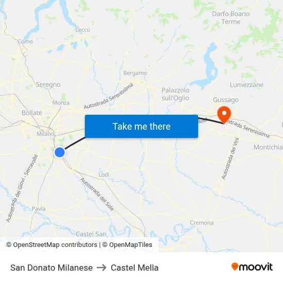San Donato Milanese to Castel Mella map