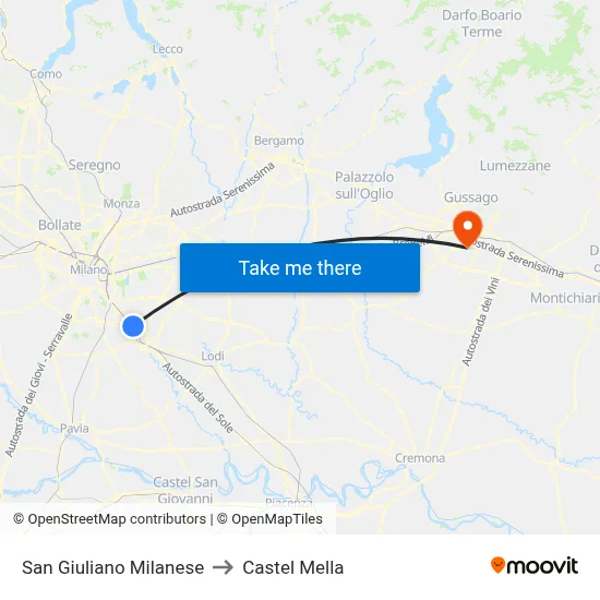 San Giuliano Milanese to Castel Mella map