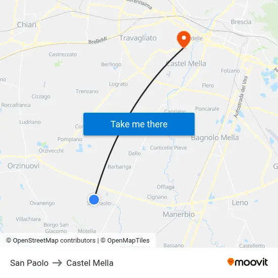 San Paolo to Castel Mella map