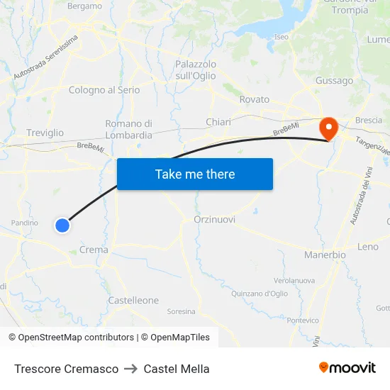 Trescore Cremasco to Castel Mella map