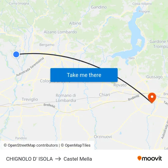 CHIGNOLO D' ISOLA to Castel Mella map