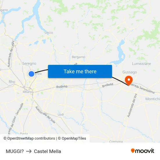 Muggiò to Castel Mella map