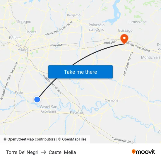 Torre De' Negri to Castel Mella map