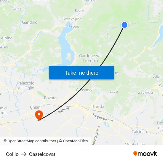 Collio to Castelcovati map