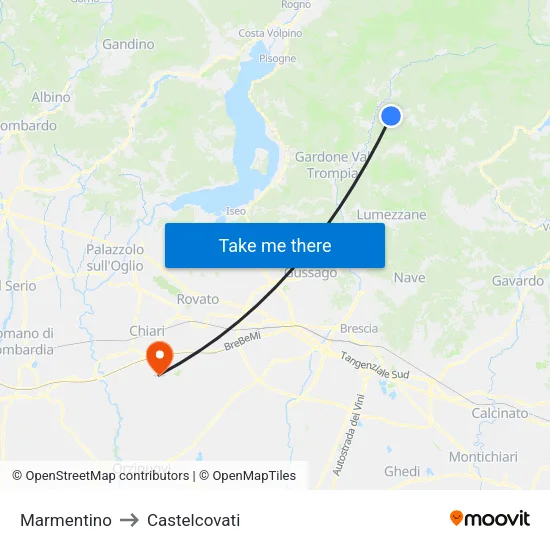Marmentino to Castelcovati map