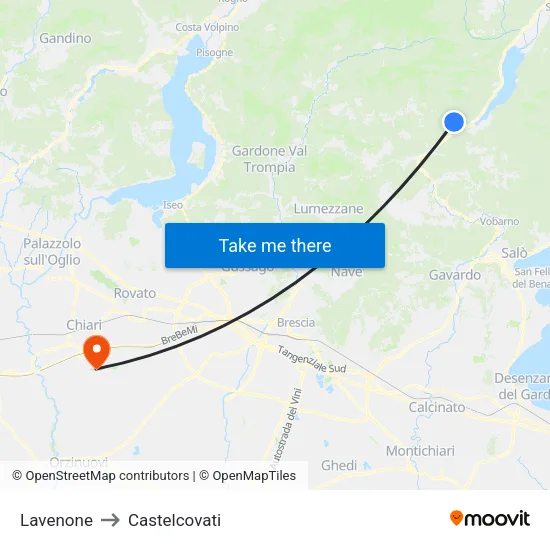 Lavenone to Castelcovati map