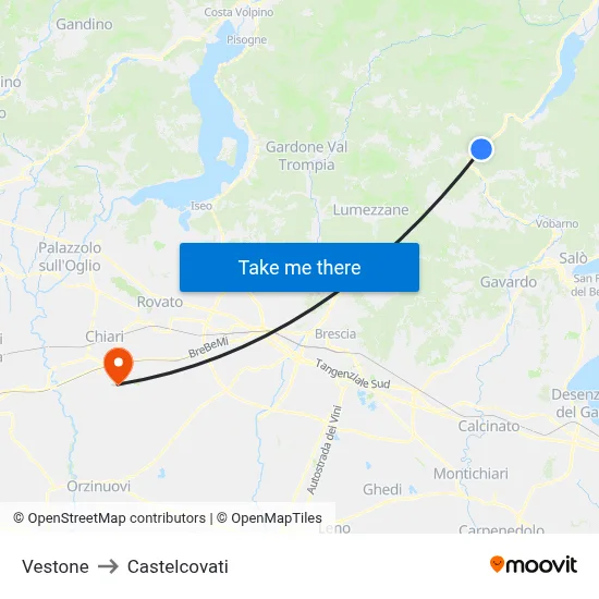 Vestone to Castelcovati map