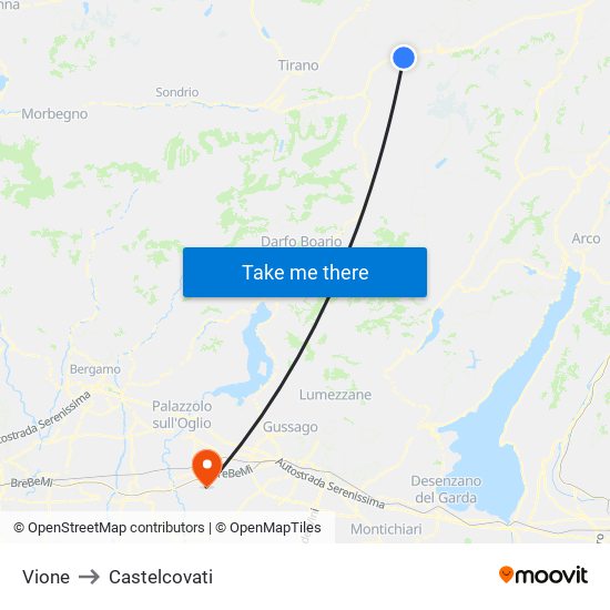 Vione to Castelcovati map