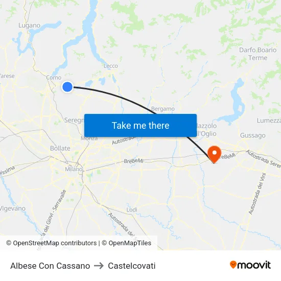 Albese Con Cassano to Castelcovati map