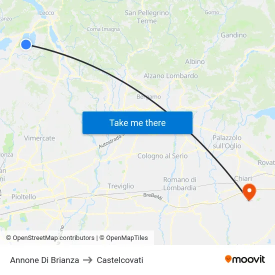 Annone di Brianza to Castelcovati map