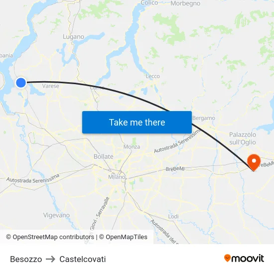 Besozzo to Castelcovati map