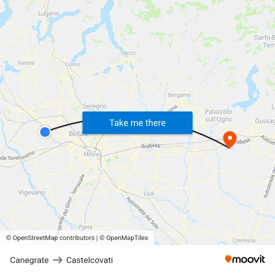 Canegrate to Castelcovati map