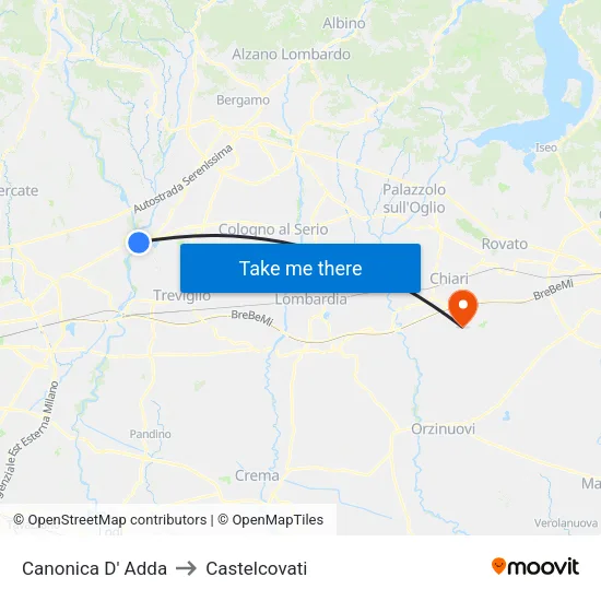 Canonica d'Adda to Castelcovati map