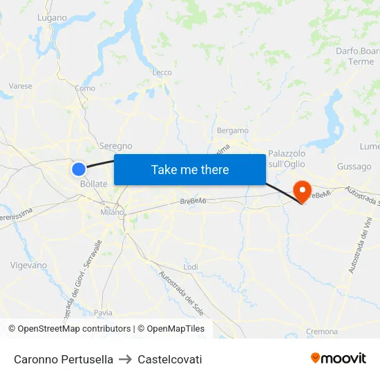 Caronno Pertusella to Castelcovati map