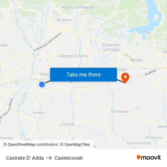 Casirate D' Adda to Castelcovati map