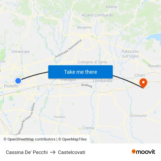 Cassina De' Pecchi to Castelcovati map