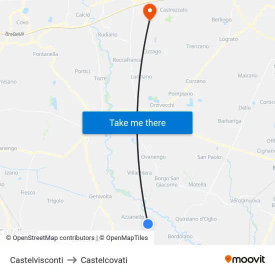Castelvisconti to Castelcovati map