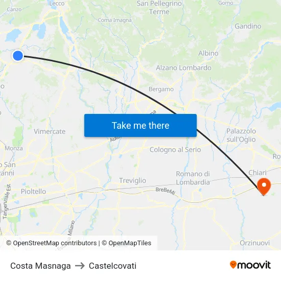 Costa Masnaga to Castelcovati map