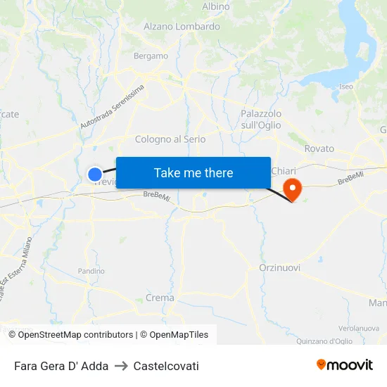 Fara Gera D' Adda to Castelcovati map