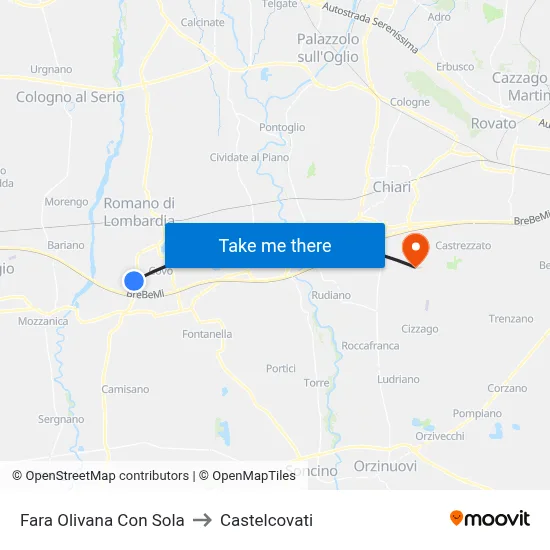 Fara Olivana Con Sola to Castelcovati map