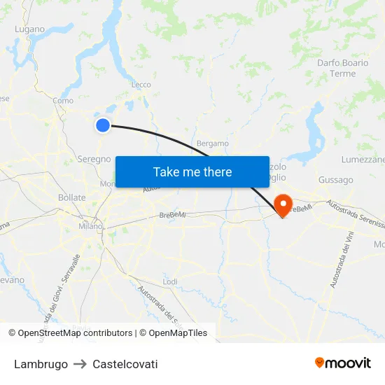 Lambrugo to Castelcovati map
