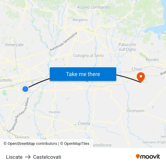 Liscate to Castelcovati map