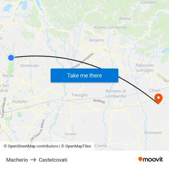 Macherio to Castelcovati map