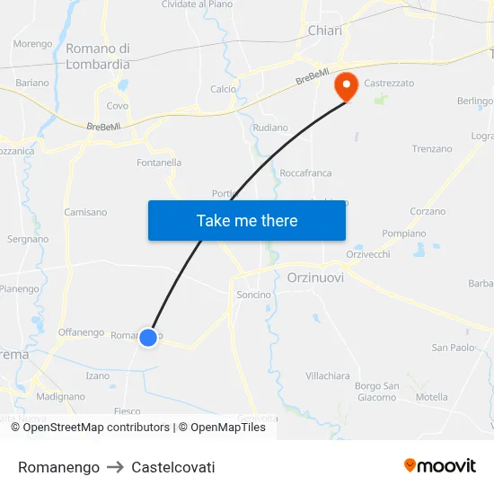 Romanengo to Castelcovati map