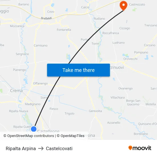 Ripalta Arpina to Castelcovati map