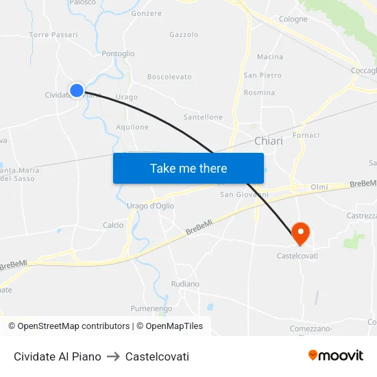 Cividate al Piano to Castelcovati map
