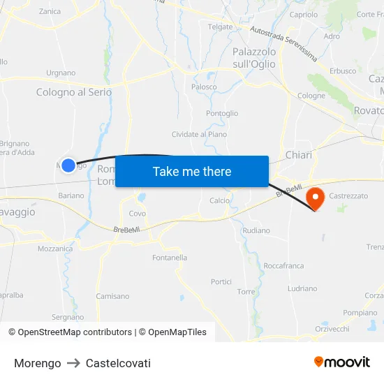 Morengo to Castelcovati map