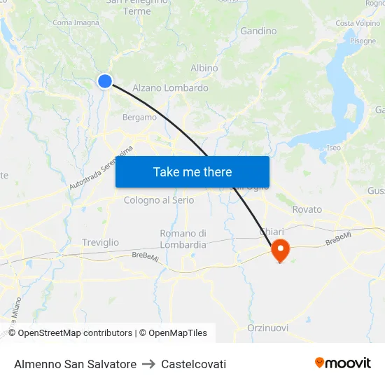 Almenno San Salvatore to Castelcovati map