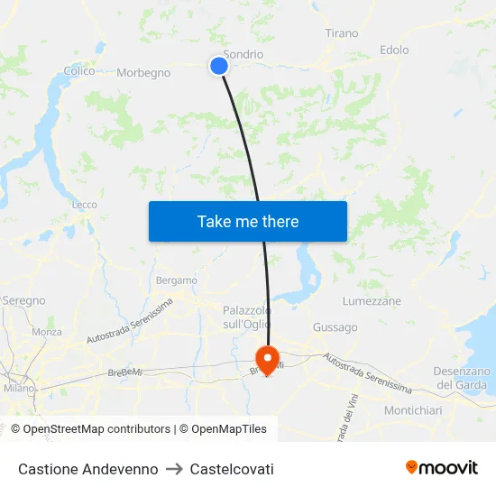 Castione Andevenno to Castelcovati map