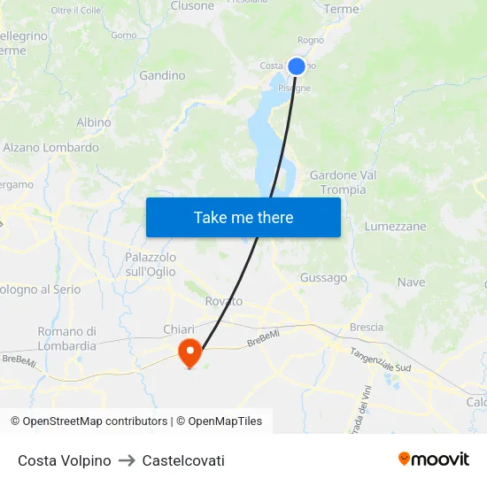 Costa Volpino to Castelcovati map