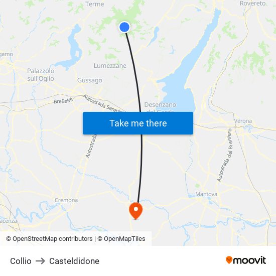 Collio to Casteldidone map