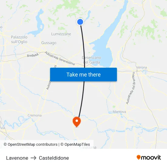 Lavenone to Casteldidone map