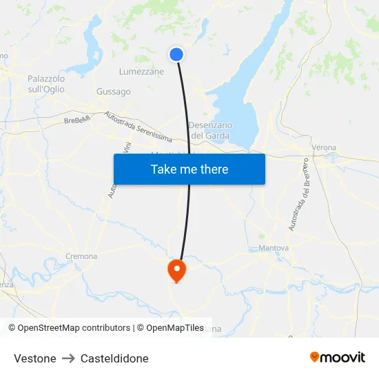Vestone to Casteldidone map