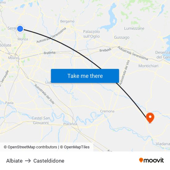 Albiate to Casteldidone map