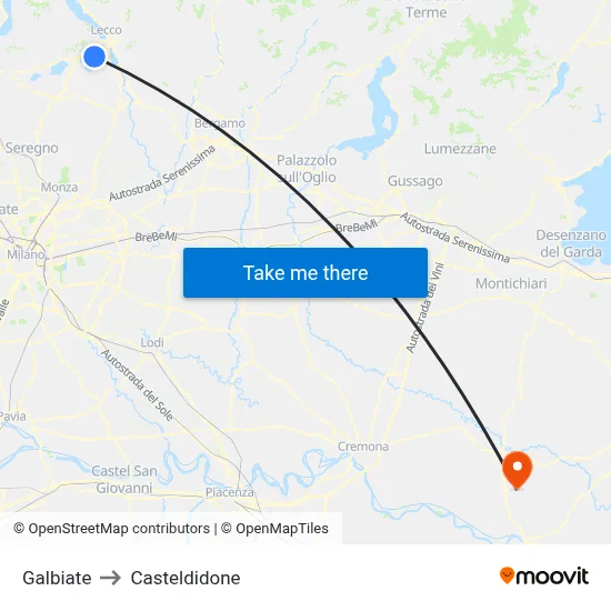 Galbiate to Casteldidone map