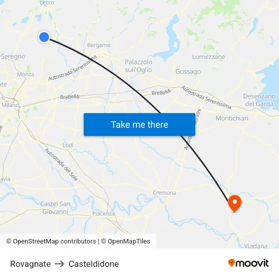 Rovagnate to Casteldidone map