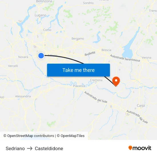Sedriano to Casteldidone map