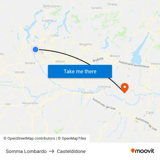 Somma Lombardo to Casteldidone map