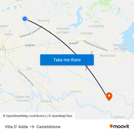 Villa D' Adda to Casteldidone map