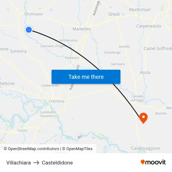 Villachiara to Casteldidone map