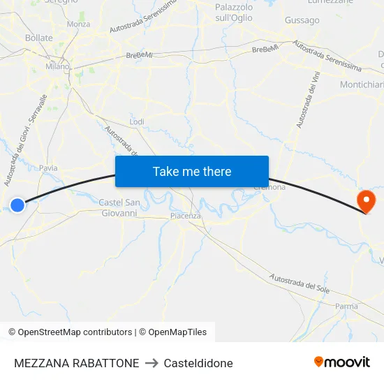 Mezzana Rabattone to Casteldidone map