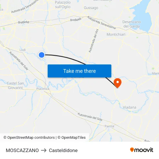 Moscazzano to Casteldidone map