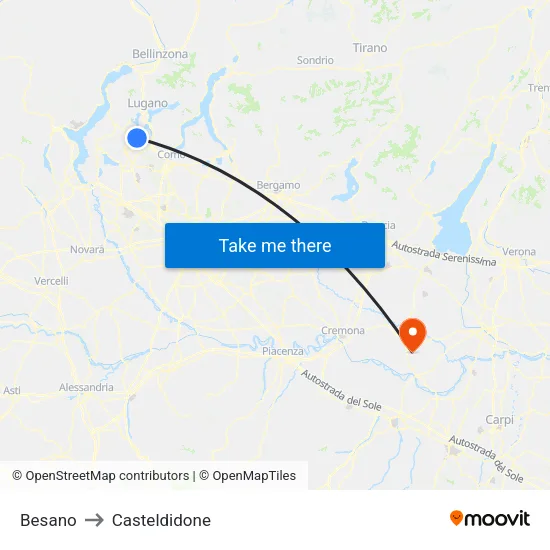 Besano to Casteldidone map